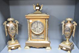 A presumed late 19th-century French gilt bronze and brass architectural ?Orientalist? mantel