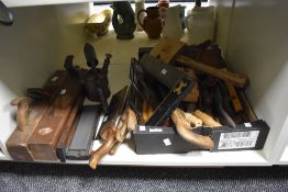 A selection of 20th-century hand tools, many examples having turned wooden handles, to include a
