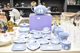 A selection of 20th-century Wedgwood Blue Jasperware, to include a quantity of pin dishes/