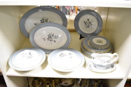 A 20th-century Royal Doulton china 'Rose Elegans' part dinner set, featuring soft blue and pink