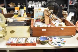 A large quantity of late 20th-century painting art supplies, to include small boxes of Rowney