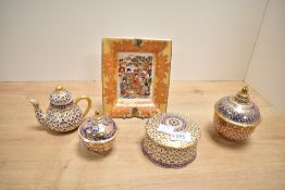 A quantity of 20th-century Taiwanese Benjarong porcelain ware, featuring ornate foliage and