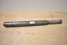 An interesting Victorian turned and painted truncheon, marked VR 1st Poynton & Worth 38cm some age