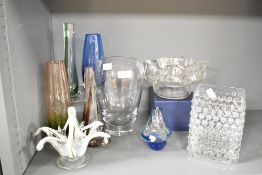 A selection of 20th-century studio glass decorative vases and bowls, to include a Swedish Bo