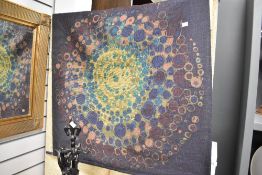 A large mid 20th-century Danish sunburst screenprinted jute wall hanging after Hans Jurgen Schöbel