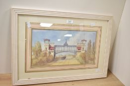 After Charles-August Hilliard (19th Century) Lithograph 'Railway Bridge', within washline card mount