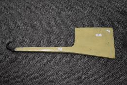 A large early 20th-century steel 'hog splitter' cleaver, featuring a large rectangular blade and a