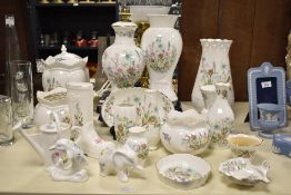 A large quantity of 20th-century Aynsley bone china 'Wild Tudor' ware, to feature delicate floral