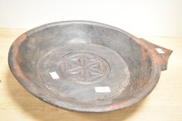 Thought to be 20th-century Indian carved hardwood dough bowl, also known as a 'parat' bowl,