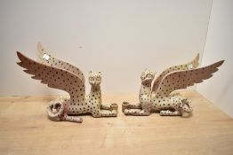 Two early 20th-century Tessa Fuchs (1936-2012) glazed terracotta candle holders, each in the form of