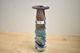 Though to be a 20th-century Mdina studio glass 'Helter Skelter' vase, of slender form, featuring