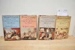 Hardback volumes I to IV of 'A History of the English Speaking Peoples' after Winston S.