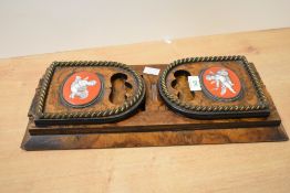 A Victorian burr walnut Betjemanns patent book slide, with gilt rope-formed mounts and two red