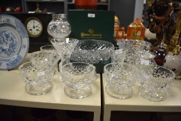 A large selection of 20th-century Irish Tyrone Crystal cut glass ware, to include a large bowl, a