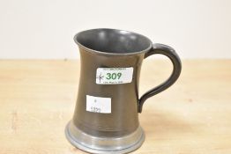 A mid-19th-century Thomas Holgate of Liverpool Scottish-style half-pint pewter tankard, featuring