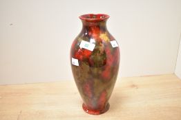 An early 20th-century Royal Doulton Flamb? vase, designed by Fred Moore, of baluster form, featuring