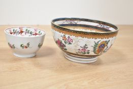 A 19th-century French, thought to be, Edme Samson porcelain armorial bowl, hand-painted in the