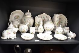 A large quantity of 20th-century Aynsley bone china 'Wild Tudor' ware, to feature delicate floral