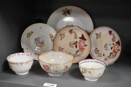 A quantity of 18th to 19th hand painted porcelain, to include two Staffordshire 'Minton Pattern