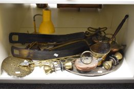 A large selection of late 19th to early 20th-century metalware, to include a large brass toasting