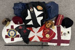 Masonic interest, 1no. bag containing articles of wear related to the Orders of the Temple and of