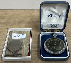 WW2-period ELGIN Military pocket watch, black face with separate seconds dial, plexiglass cover,
