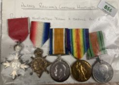 WW1 promoted from the ranks Officer's group of five for service with the Lancashire Fusiliers,
