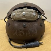 United States Navy/Marine Corps HGU-25P brown flight deck crewman's helmet having ADAM stamped to