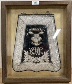 Pembroke Yeomanry (Cavalry) Full Dress Officer's Sabretache, 29cm x 34cm, black cloth or felt