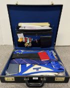 Masonic interest, a brown leather suitcase 9cm x 44cm x 49cm containing a quantity of Masonic