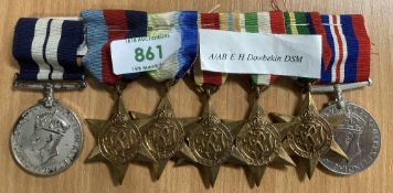 WW2 Royal Navy Distinguished Service Medal group of seven, comprising GVI DSM engraved naming A/AB E