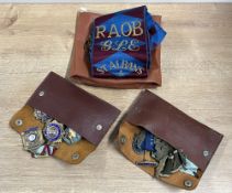 Royal Order of Antediluvian Buffaloes maroon and light blue sash, embroidered in gold thread 'RAOB