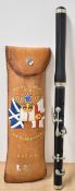 Vintage Marching Band Flute with makers mark for MILLER BROWNE of LONDON, two-piece black plastic,
