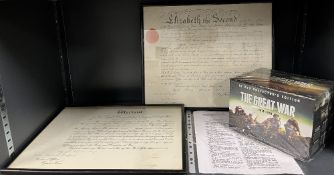 Post-WW2 Commission Documents for Colin Frederick STRATFORD, two framed and glazed, one 32cm x