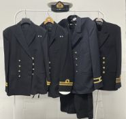 Naval Officers post-war uniforms comprising a Merchant Navy Officer's size 44L double breasted