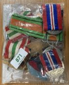 WW2 medals unnamed as issued with ribbons, comprising 4no. 1939-45 stars, one with rosette sewn to