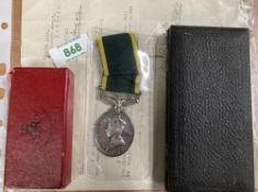 GVI Efficiency Medal with TERRITORIAL scroll, fixed suspender, correctly impressed naming to