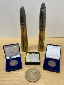 WW1-period inert/deactivated shells stamped 1 1/2 PR MK III GUN with makers mark V.S.M for