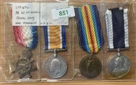 WW1 Royal Navy trio and Long Service group of four comprising 1914-15 star, British War, Victory and
