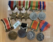 WW2 group of five medals, comprising 1939-45, Africa with 8th Army clasp, Italy stars, Defence and