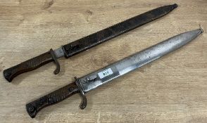 WWI German Mauser Butcher Sword Bayonet Model 1898/1905, 36.5cm steel single-edged fullered blade,