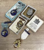 Masonic medals and/or jewels, hallmarked silver and enamel, 2no. Royal Masonic Institution for