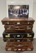 Masonic interest, 6no. leather suitcases of varying sizes, each approximately 9cm x 23cm x 45cm,