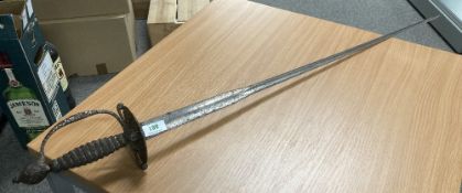 George III style Court Sword or Rapier, tapered triform/triangular fullered steel 78cm blade, with