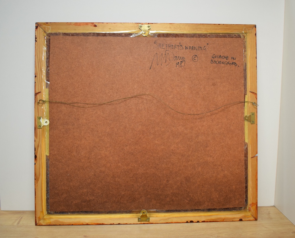 Michael Downs (20th Century) Gouache 'Shepherd's Warning', an impressionistic study of a red morning - Image 7 of 8