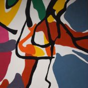 Jazamin Sincalir (Contemporary) A pair of oils on canvas, vibrant abstract line compositions, signed