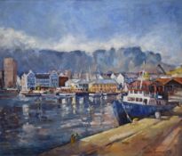 Claude Tournois (South African 1926-2011) Oil on board, an impressionistic harbour scene, signed