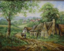 Christopher Howells (British 1947 - 2013) A pair of oils on canvas, depicting a man leading a