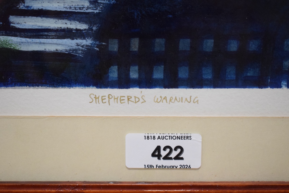 Michael Downs (20th Century) Gouache 'Shepherd's Warning', an impressionistic study of a red morning - Image 5 of 8