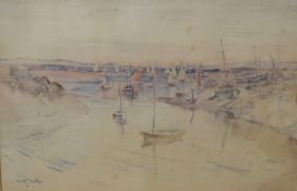 Dorothy Hutton (British 1889-1984) Watercolour 'Overy Staithe, Norfolk', an East Anglian costal